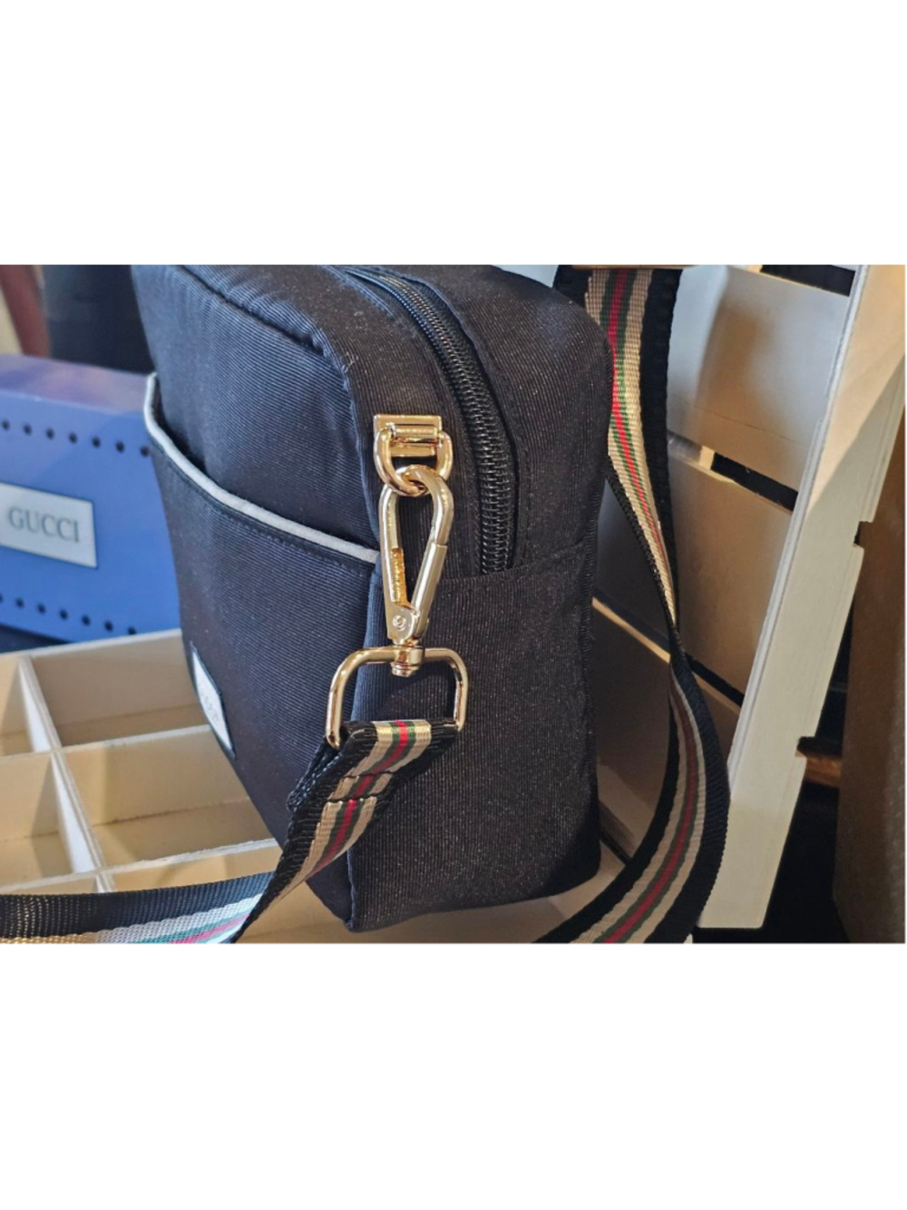 Gucci Nylon Black Zip Clutch w/Sherry Line Crossbody Strap Added NWOT - Picture 6 of 16